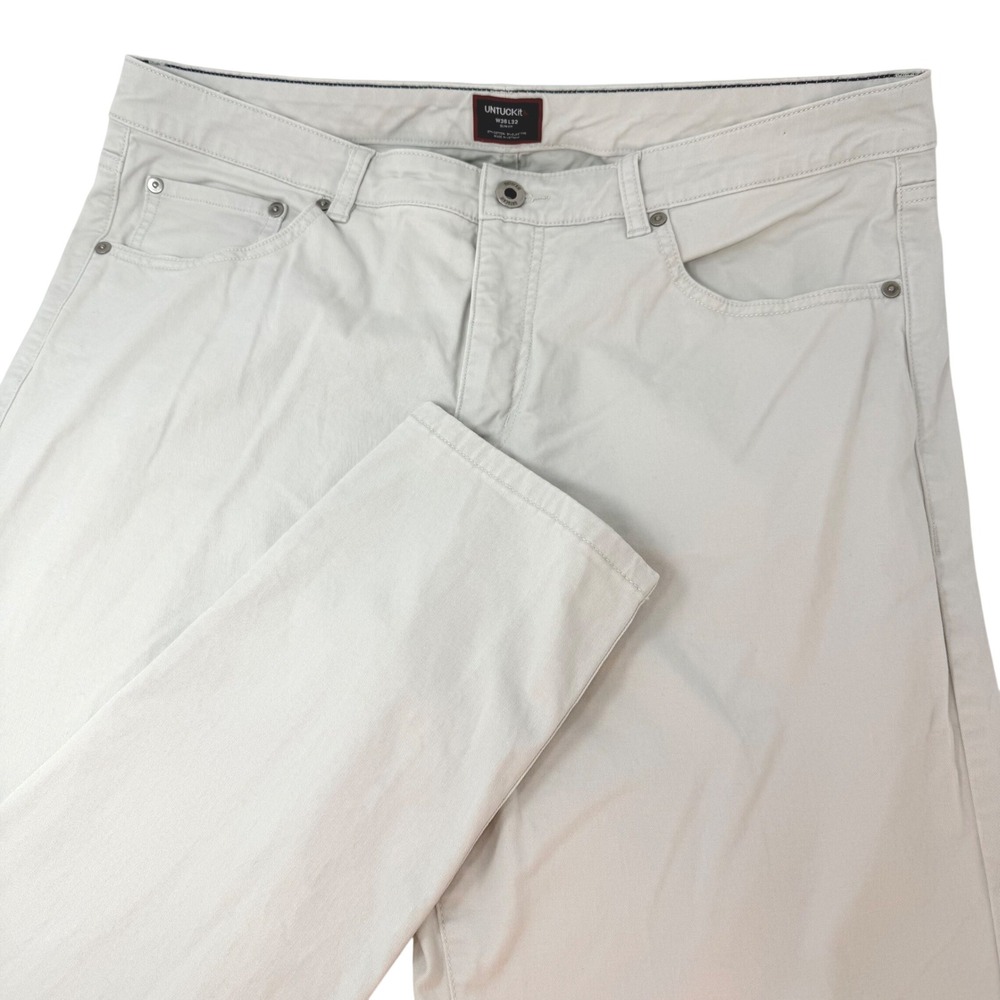 Untuckit Mens Slim Fit Chino Pants Gray 36x32 Cotton Stretch 5-Pocket Stone
